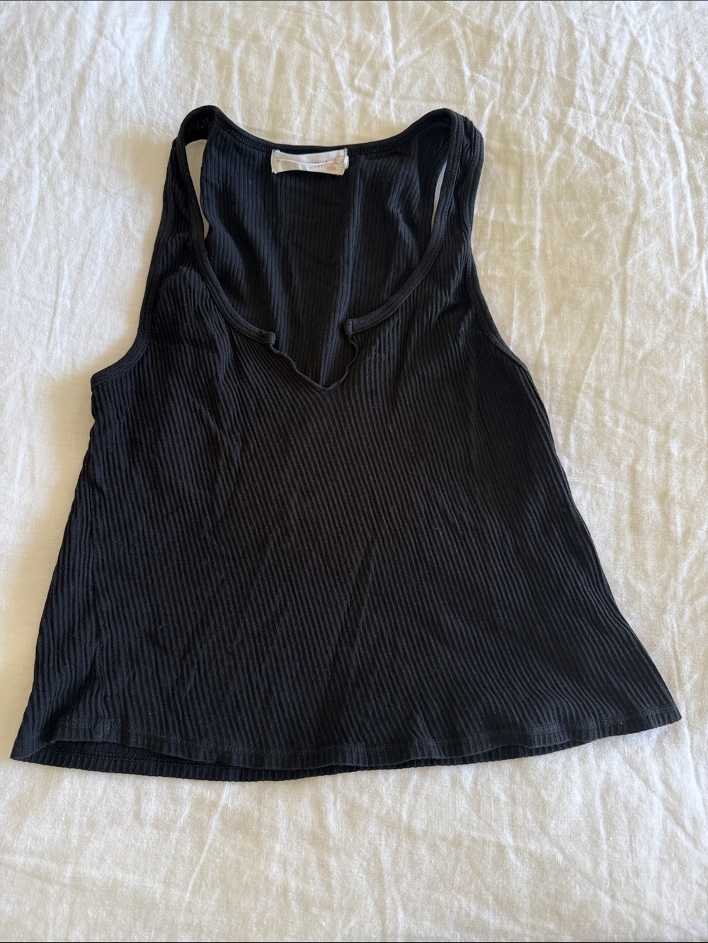 LACAUSA Black Ribbed Tank Top
